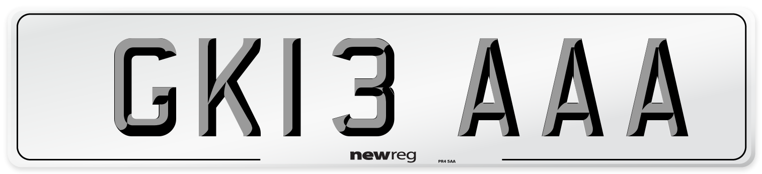 GK13 AAA Number Plate from New Reg